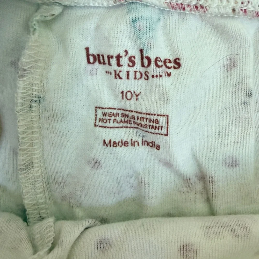Burt's Bees Kids Organic Cotton Christmas Gingerbread Pajama Pants Size 10Y